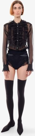 Dolce & Gabbana Womens Organza Shirt Black Silk