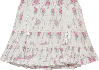 LoveShackFancy Minigonna con stampa rose - Bianco
