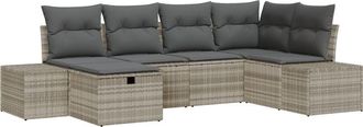 vidaXL Vidaxl - Garden Sofa Set 6 pcs Light grey 55 x 62 x 69 cm Poly rattan