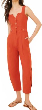 Farm Rio Asymmetric Neck Jumpsuit In Orange