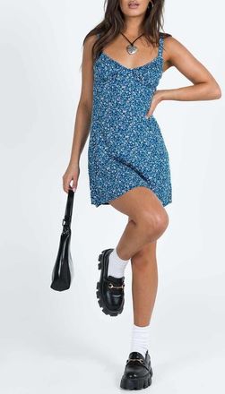 Princess Polly Georgia Floral Minidress in Blue Floral at Nordstrom, Size 10