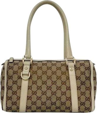 Gucci Pre-owned Handbags, female, Beige, Size: ONE SIZE Pre-owned Canvas Handbag