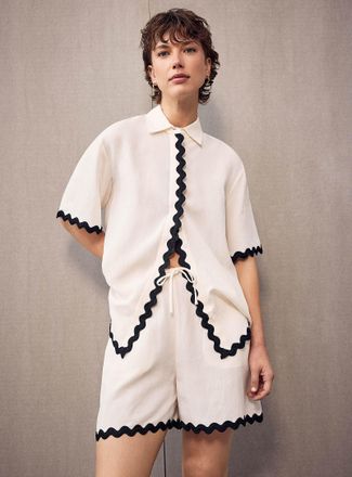 HUGO BOSS Womens Camule wavy piping loose shirt