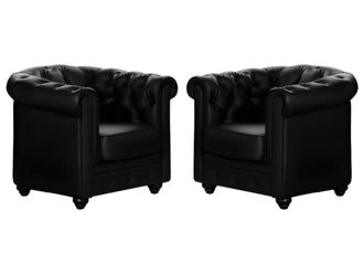 VENTE-UNIQUE.COM Sill&oacute;n cl&aacute;sico piel sint&eacute;tica negro