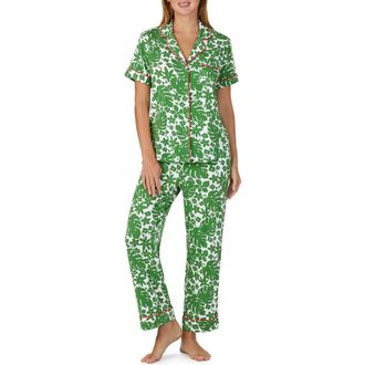 Kate Spade New York print crop pajamas in Green Floral at Nordstrom, Size X-Small
