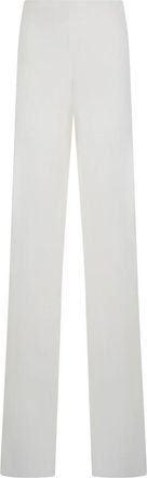 Alberta Ferretti High-Waist Straight Broeken - Dames - Straight fit broeken - Wit - XL - Linnen - Broeken