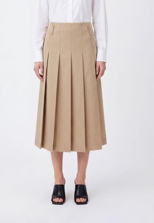 A.P.C. A. P.C. Gonna midi plissettata in cotone con passanti in vita