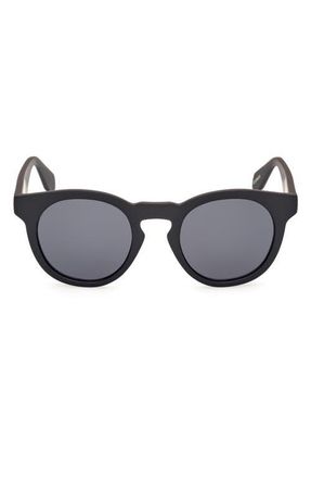 adidas 48MM Round Sunglasses in Matte Black /Smoke at Nordstrom