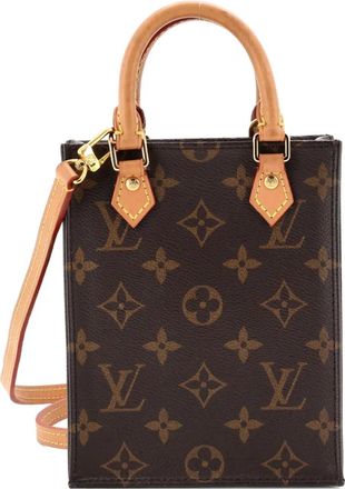Louis Vuitton Borsa a tracolla Petit Sac Plat in tela con monogramma - Marrone