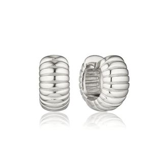 Lily & Roo Silver Ribbed Texture Huggie Hoop Earrings