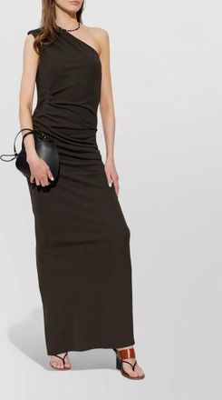Rotate ruched one-shoulder side-slit maxi dress