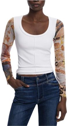 Desigual Tops, Dames, Wit, XS, Polyester, Lange Mouwen Trui