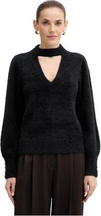Guess Yuki Trui - Dames - Ronde hals truien - Zwart - XL - Polyester - Truien & Vesten