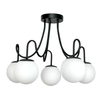 OEM Lampada A Sospensione Nera Con Paralume In Vetro Bianco 15-280 Ted