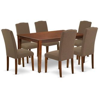 East West Furniture Dining Room Set Mahogany, CAEN7-MAH-18
