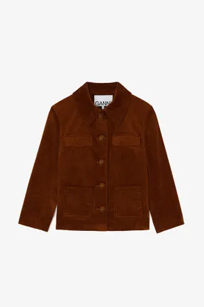 Ganni Brown Blazer in Corduroy - Size 10/12 Organic Cotton
