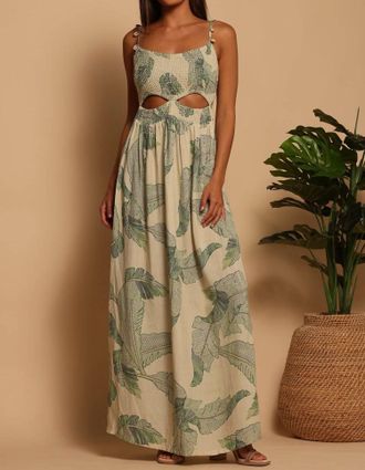Shore Leave Shiloh Maxi Dress In Palm Stitchwork