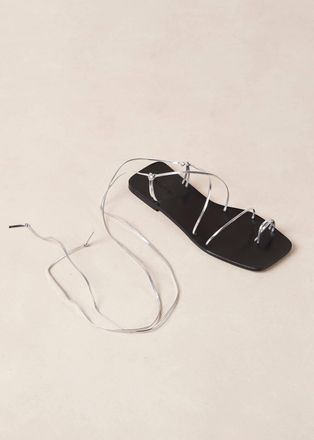 Alohas Womens Bamboo Shimmer Leather Sandals In Silver