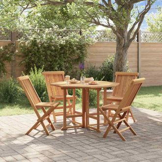 vidaXL Set De Comedor De Jard&iacute;n Plegable 5 Pzas Madera Maciza De Teca Vidaxl