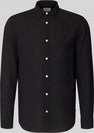 Only & Sons Slim Fit Freizeithemd aus Baumwoll-Leinen-Mix Modell CAIDENLS SOLID in Black, Gr&ouml;&szlig;e XXL