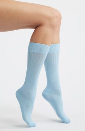 High Heel Jungle Arcade Stripe Crew Socks in Sky Blue at Nordstrom