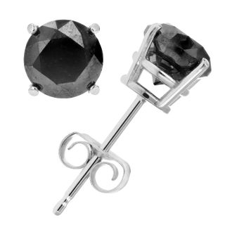 Vir Jewels 1.50 cttw Black Diamond Stud Earrings.925 Sterling Silver Round with Push Backs