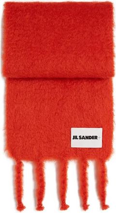 Jil Sander Brede Sjaal van Wolmix - Heren - Wintersjaals - Oranje - ONE Size - Wol - Accessoires