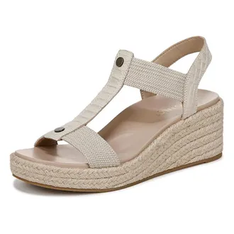 Vionic Womens Calera Espadrille Wedge Sandal - Cream Snake Leather/Fabric