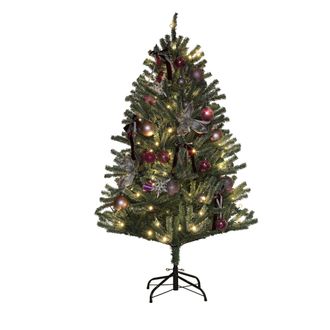 HOMCOM 5ft Artificial Prelit Christmas Tree W/ LED Lights - Purple Ornaments | TJ Hughes