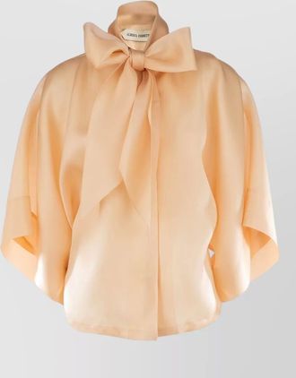 Alberta Ferretti shirt puff sleeves sheer fabric bow detail