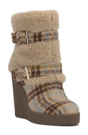Jessica Simpson Meztyn Faux Shearling Wedge Boot in Brown 02 at Nordstrom Rack, Size 5