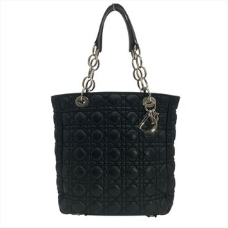 Dior Black Leather Handbag Tote Bag (Pre-Owned)