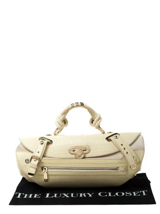 Versace 213352 Cream - women - Satin/Calf Leather - One Size - Neutrals
