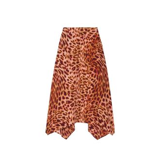 Stella McCartney Orange Silk Midi Womens Skirt