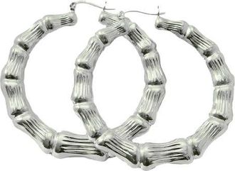 The M Jewelers NY The Bamboo Hoop Earrings in Silver at Nordstrom