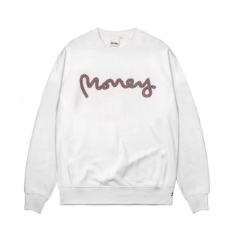 Money Clothing Mens Node Crew Long Sleeve Cotton White L