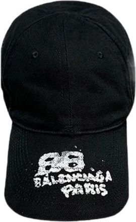 Balenciaga Pre-owned Accessories, female, Black, Size: ONE SIZE Pre-owned Hand Drawn BB Icon Baseball Cap