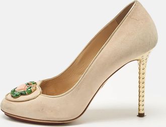 Charlotte Olympia Beige Suede Birthday Zodiac Pumps