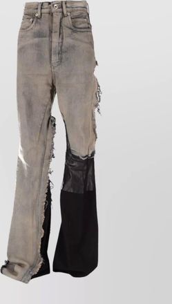 Rick Owens bootcut trousers featuring frayed edges