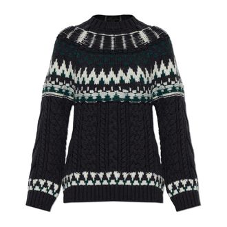 Akep Maglione in lana con lavorazione decorativa - - Knitwear - Donna - Grigio - S