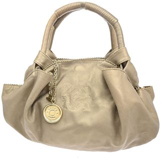 Loewe Anagram Logo Nappa Aire Hand Bag Leather Beige Leather Handbag (Pre-Owned)