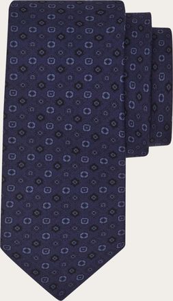Ferragamo Men Micro pattern silk tie Blue