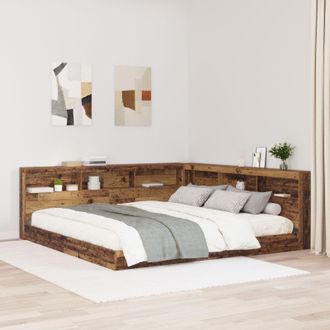 Berkfield Home Storage Headboard with Shelf Old wood 180 cm Engineered wood in Brown