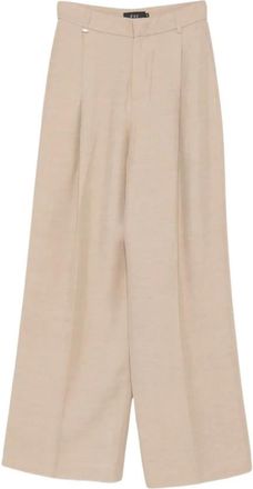 Fay Broeken - Dames - Wijde Broeken - Beige - XL - Leer - Broeken