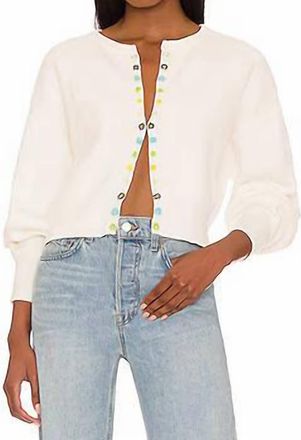 Something Navy Beaded Daisies Cardigan In Cream Multi