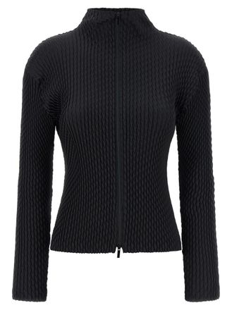 Issey Miyake Black Sleek Pleats cardigan