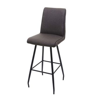 Hhg [nunca Usado] Taburete De Bar Hhg-944, Silla De Bar Taburete De Bar, Reposapi&eacute;s Acero Tela/textil, Gris-marr&oacute;n