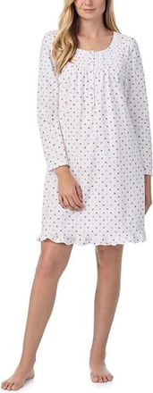 Eileen West Short Gown Womens White Floral Ruffle Hem Sleepwear DDR2907