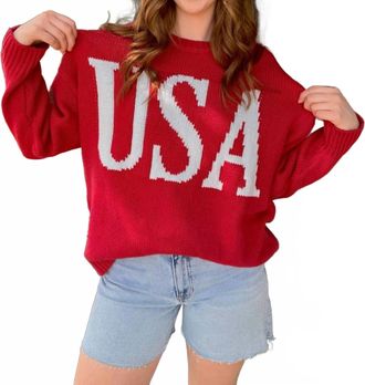 Le Lis Blanc Deux Womens Rosie Sweater In Red
