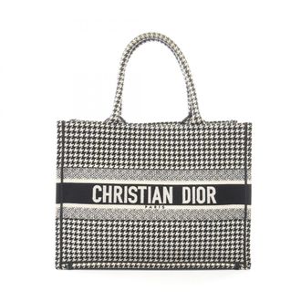 Dior Black White Canvas Handbag Tote Bag (Pre-Owned)